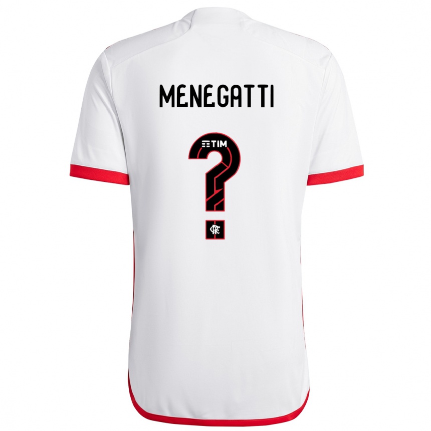 Niño Fútbol Camiseta Kauan Menegatti #0 Blanco Rojo 2ª Equipación 2024/25