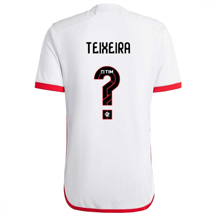 Niño Fútbol Camiseta Guilherme Teixeira #0 Blanco Rojo 2ª Equipación 2024/25