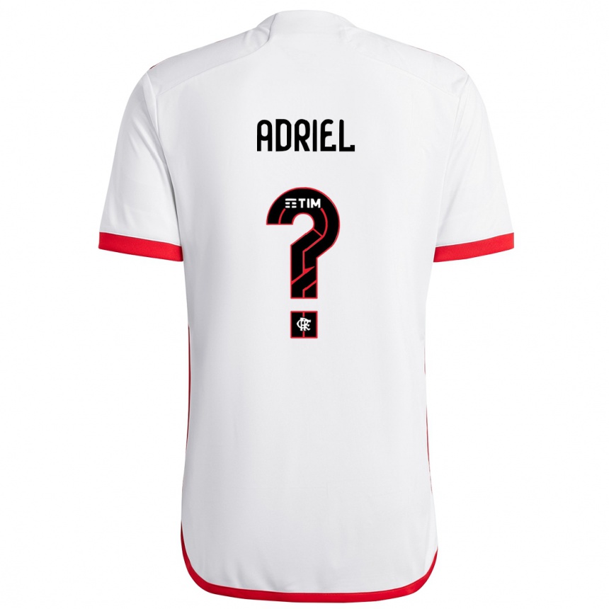 Niño Fútbol Camiseta Adriel #0 Blanco Rojo 2ª Equipación 2024/25