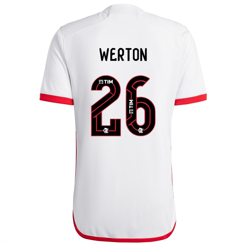 Niño Fútbol Camiseta Werton #26 Blanco Rojo 2ª Equipación 2024/25