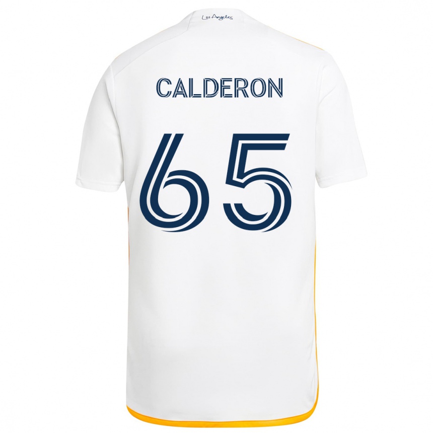 Hombre Fútbol Camiseta Juan Calderón #65 Blanco Amarillo 1ª Equipación 2024/25