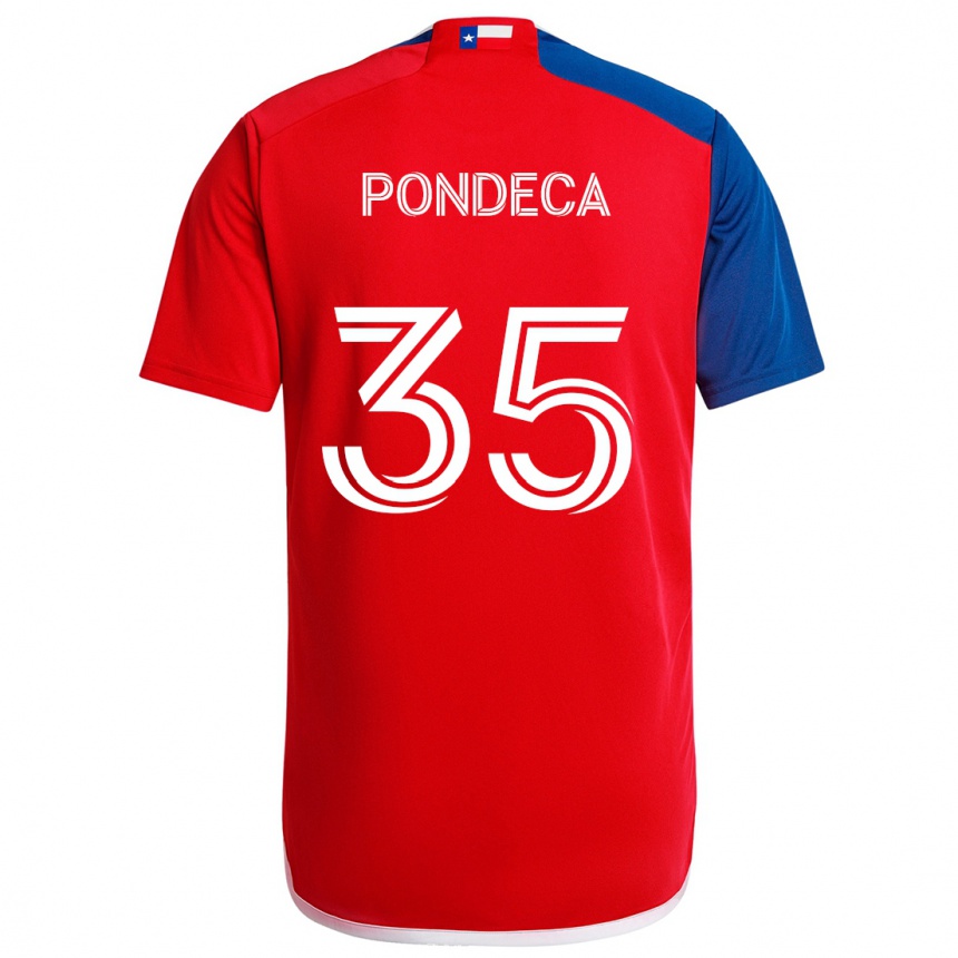 Hombre Fútbol Camiseta Tomas Pondeca #35 Azul Rojo 1ª Equipación 2024/25