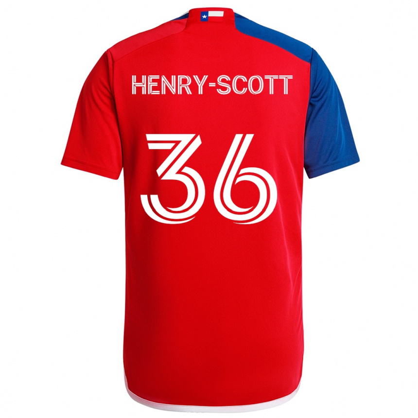 Hombre Fútbol Camiseta Malik Henry-Scott #36 Azul Rojo 1ª Equipación 2024/25