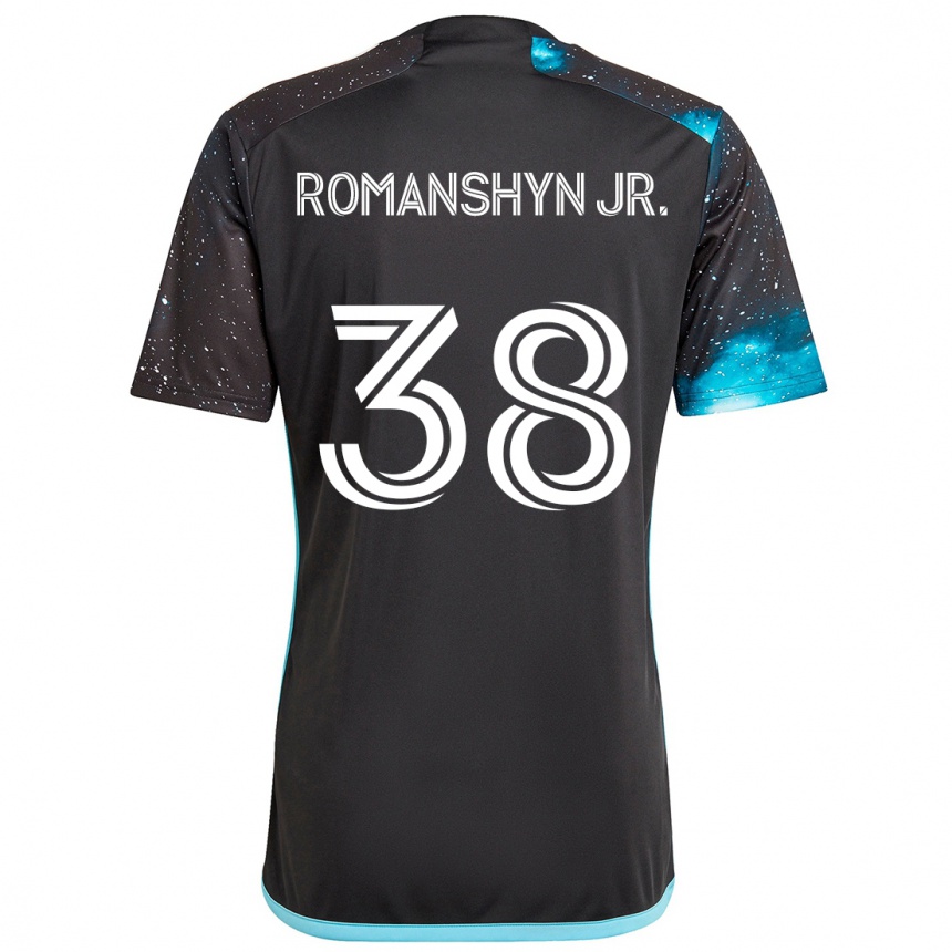 Hombre Fútbol Camiseta Kage Romanshyn Jr. #38 Azul Negro 1ª Equipación 2024/25