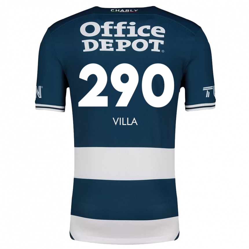 Hombre Fútbol Camiseta Adrián Villa #290 Azul Blanco 1ª Equipación 2024/25