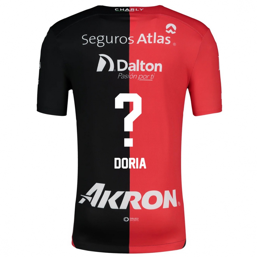 Hombre Fútbol Camiseta Matheus Dória #0 Negro Rojo 1ª Equipación 2024/25