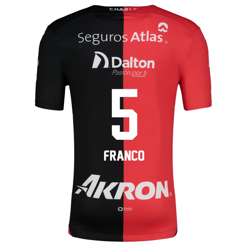 Hombre Fútbol Camiseta Alejandra Franco #5 Negro Rojo 1ª Equipación 2024/25