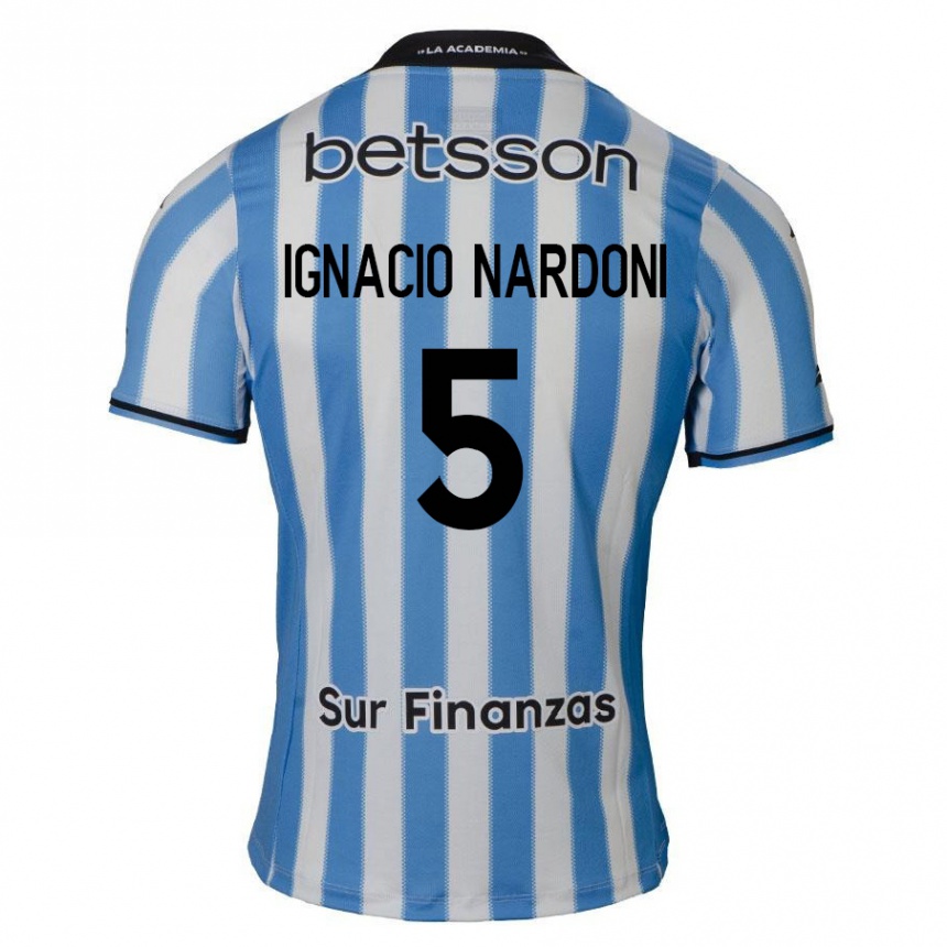 Hombre Fútbol Camiseta Juan Ignacio Nardoni #5 Azul Blanco Negro 1ª Equipación 2024/25