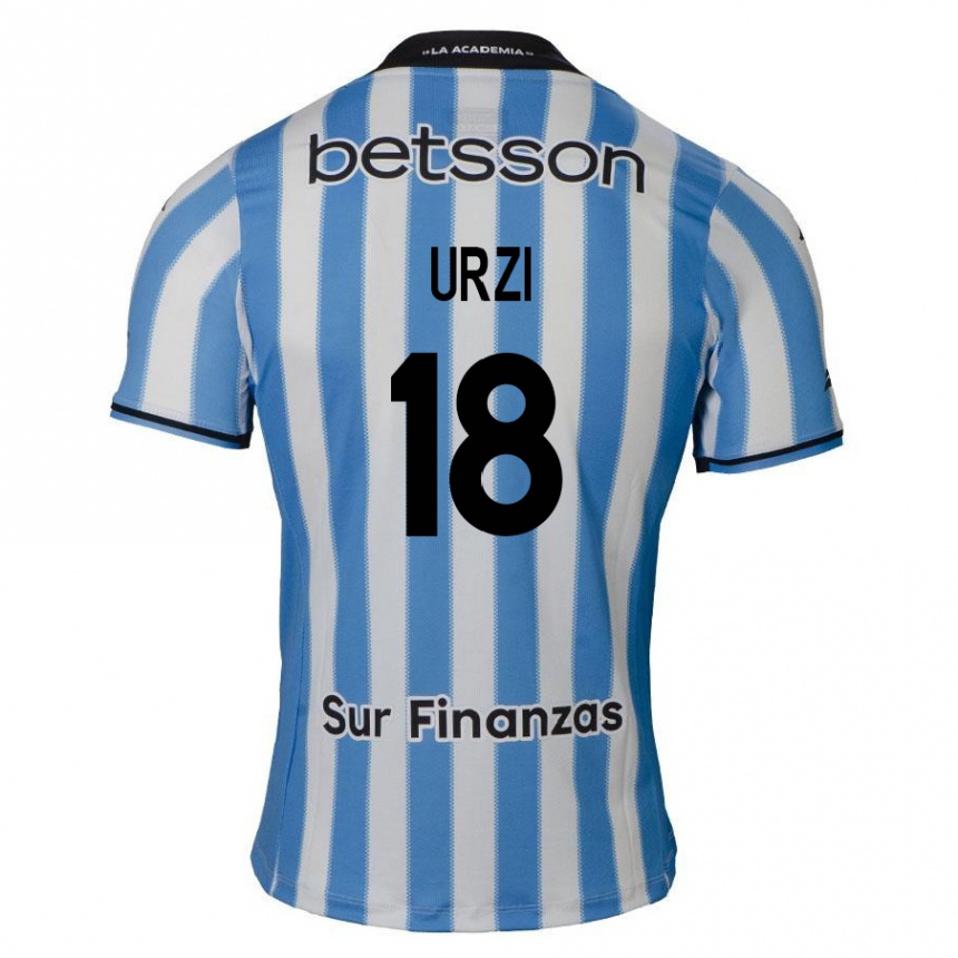 Hombre Fútbol Camiseta Agustín Urzi #18 Azul Blanco Negro 1ª Equipación 2024/25