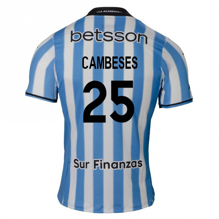 Hombre Fútbol Camiseta Facundo Cambeses #25 Azul Blanco Negro 1ª Equipación 2024/25