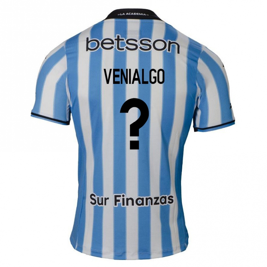 Hombre Fútbol Camiseta Ezequiel Venialgo #0 Azul Blanco Negro 1ª Equipación 2024/25