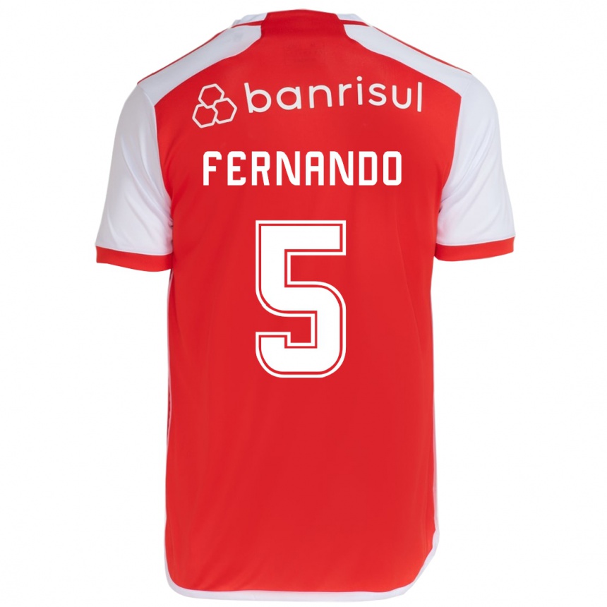 Hombre Fútbol Camiseta Fernando #5 Rojo Blanco 1ª Equipación 2024/25