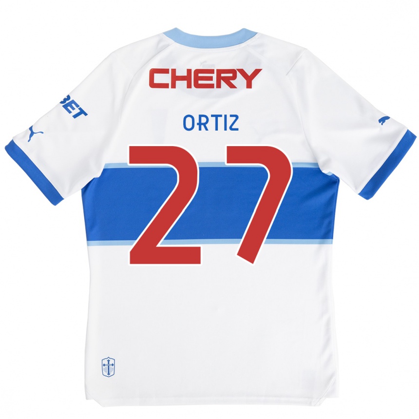 Hombre Fútbol Camiseta Jorge Ortiz #27 Blanco Azul 1ª Equipación 2024/25