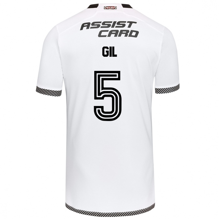 Hombre Fútbol Camiseta Leonardo Gil #5 Blanco Negro 1ª Equipación 2024/25