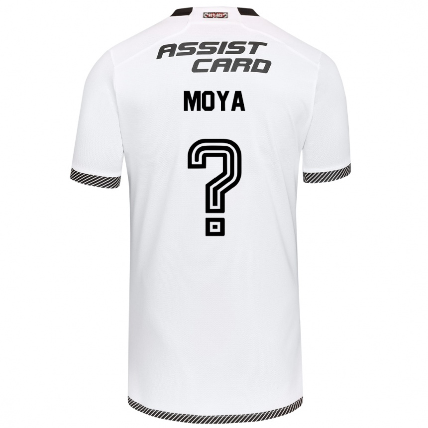 Hombre Fútbol Camiseta Matías Moya #0 Blanco Negro 1ª Equipación 2024/25