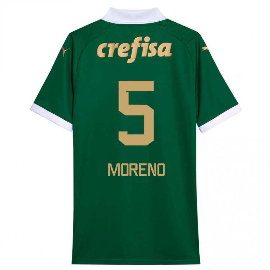 Hombre Fútbol Camiseta Aníbal Moreno #5 Verde Blanco 1ª Equipación 2024/25