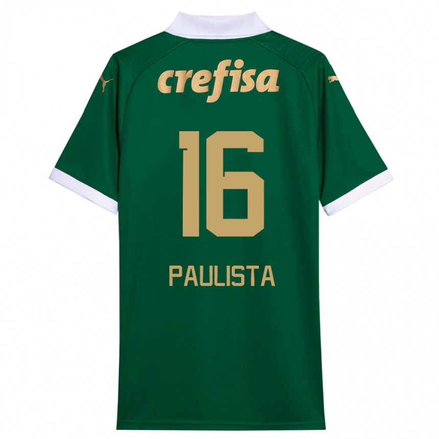 Hombre Fútbol Camiseta Caio Paulista #16 Verde Blanco 1ª Equipación 2024/25