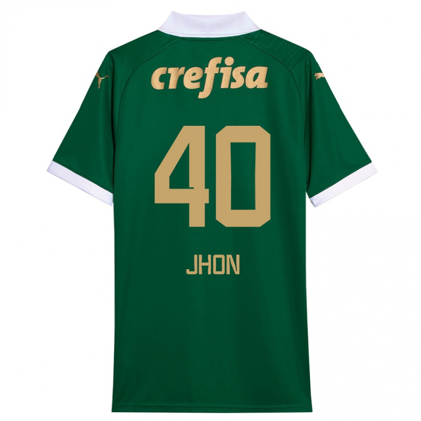 Hombre Fútbol Camiseta Jhon Jhon #40 Verde Blanco 1ª Equipación 2024/25