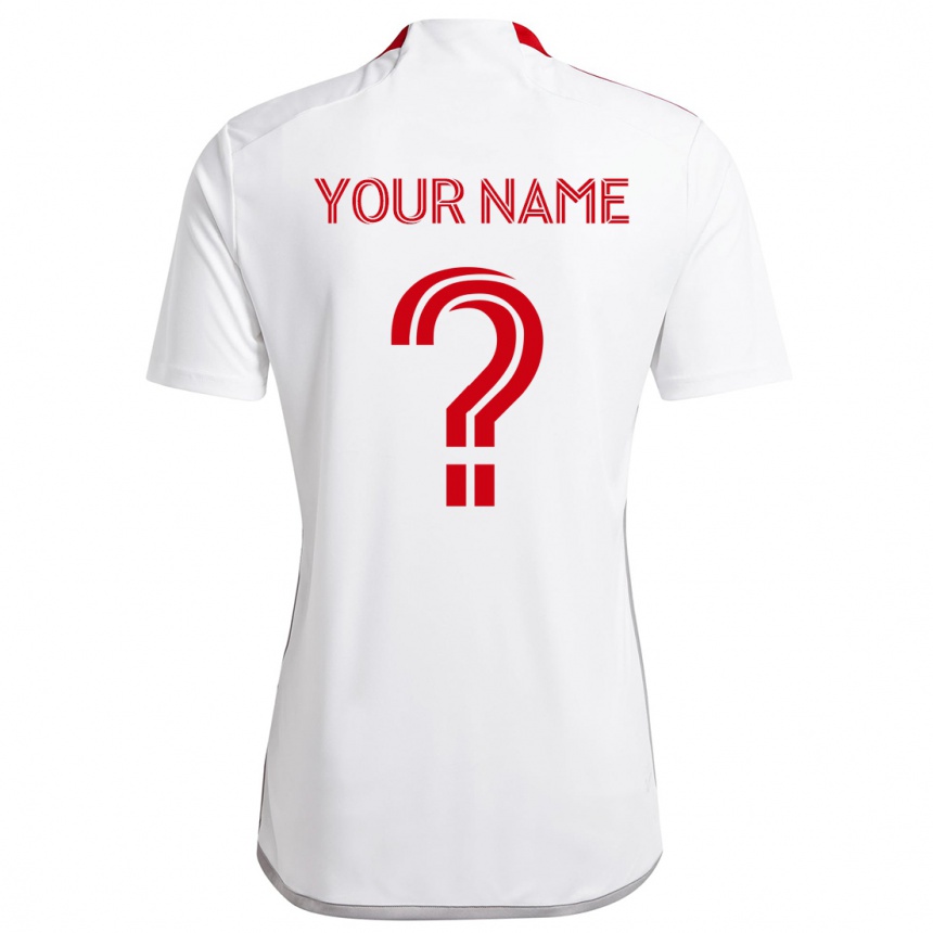 Hombre Fútbol Camiseta Su Nombre #0 Blanco Rojo 2ª Equipación 2024/25