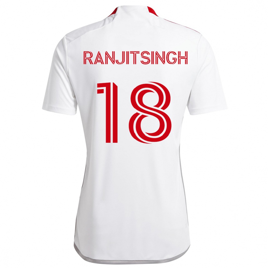 Hombre Fútbol Camiseta Greg Ranjitsingh #18 Blanco Rojo 2ª Equipación 2024/25