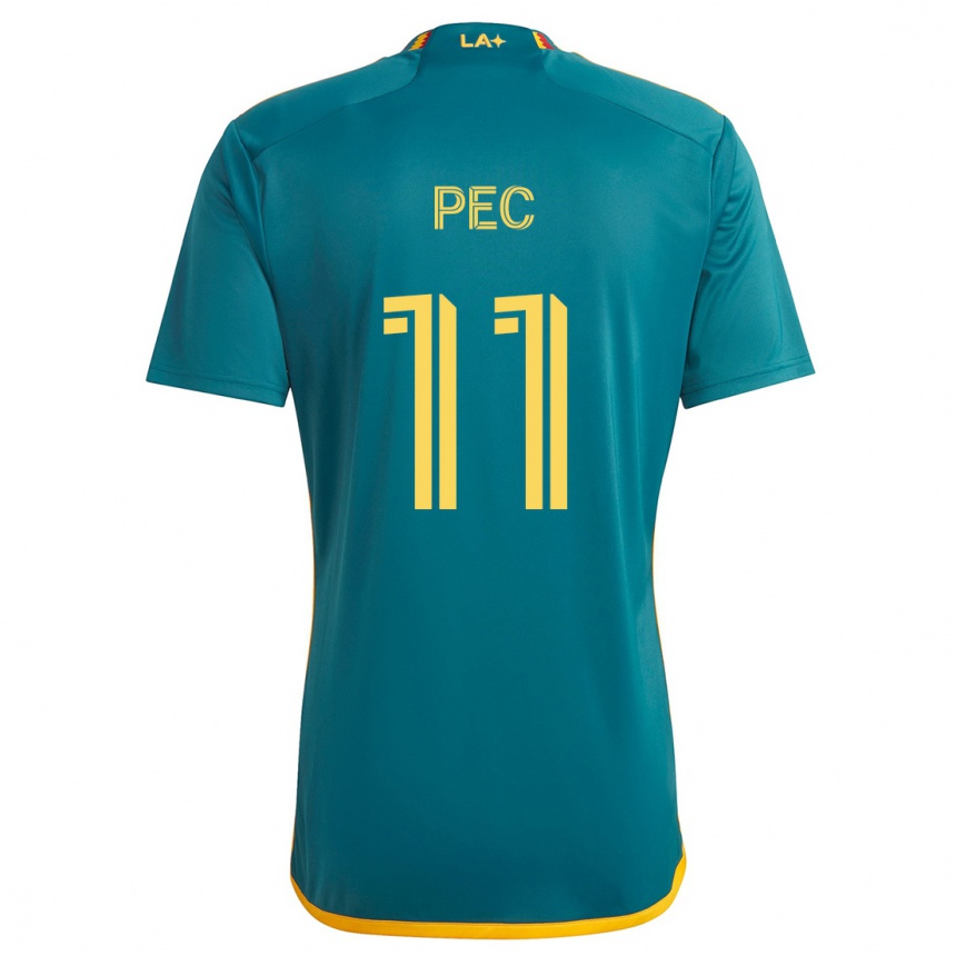 Hombre Fútbol Camiseta Gabriel Pec #11 Verde Amarillo 2ª Equipación 2024/25