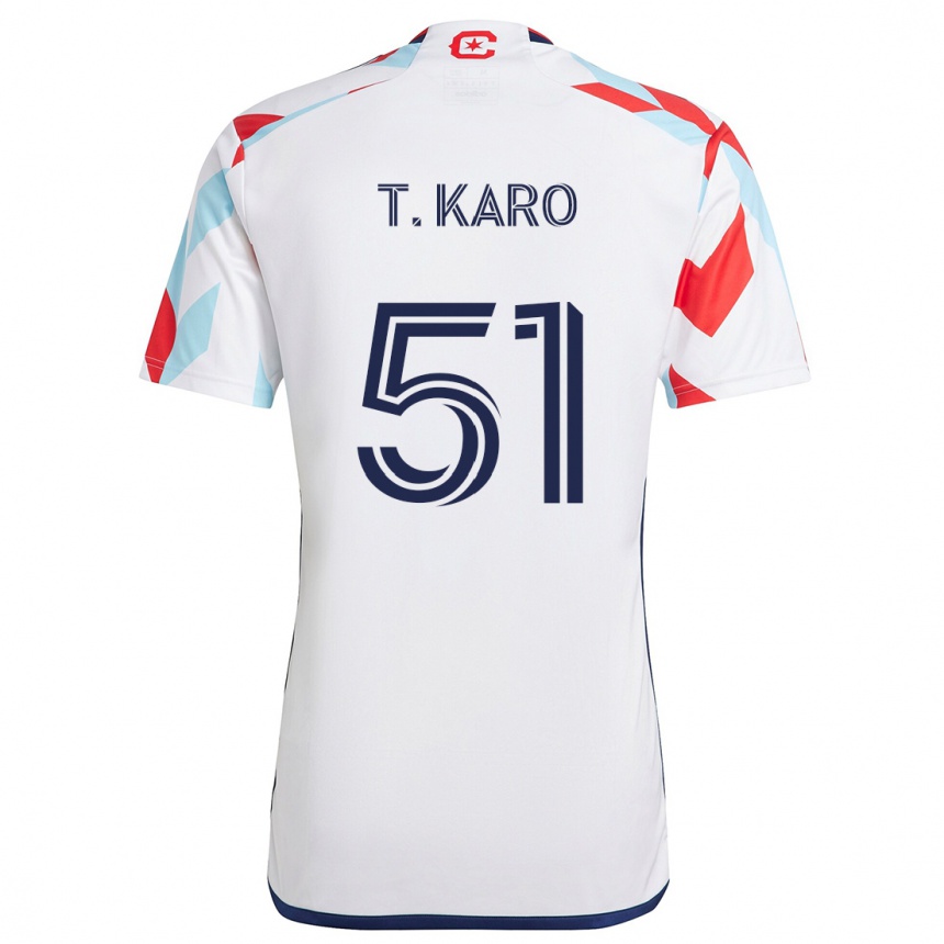 Hombre Fútbol Camiseta David Tchétchao Karo #51 Blanco Rojo Azul 2ª Equipación 2024/25