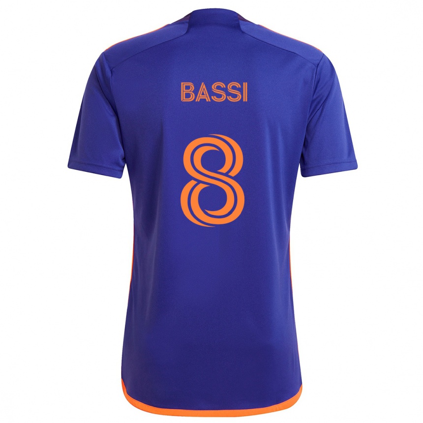 Hombre Fútbol Camiseta Amine Bassi #8 Púrpura Naranja 2ª Equipación 2024/25