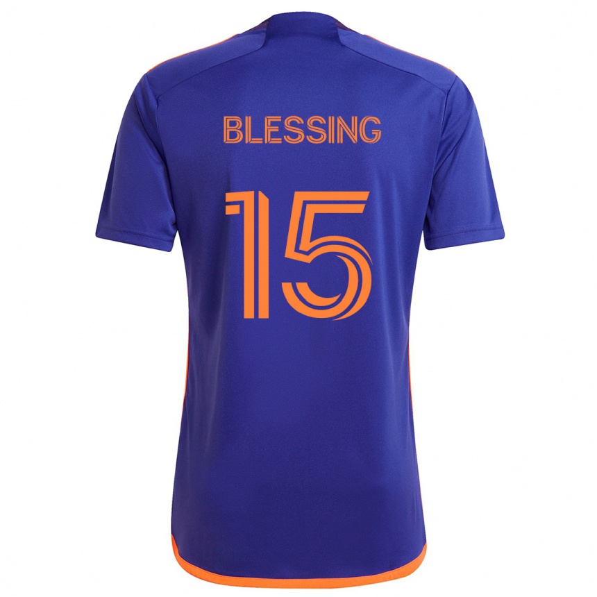 Hombre Fútbol Camiseta Latif Blessing #15 Púrpura Naranja 2ª Equipación 2024/25