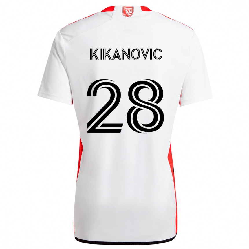 Hombre Fútbol Camiseta Benjamin Kikanovic #28 Blanco Rojo 2ª Equipación 2024/25