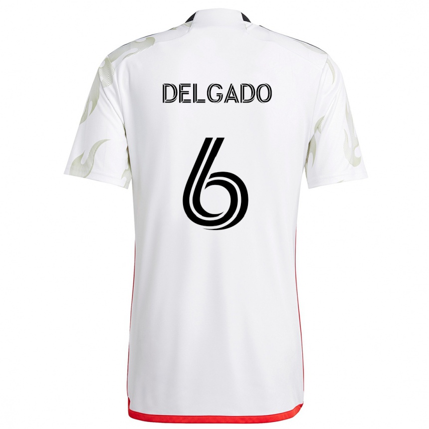 Hombre Fútbol Camiseta Patrickson Delgado #6 Blanco Rojo Negro 2ª Equipación 2024/25