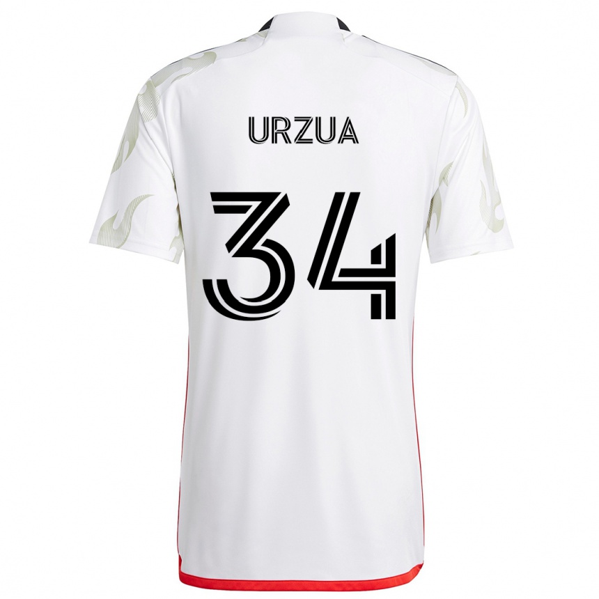 Hombre Fútbol Camiseta Alejandro Urzua #34 Blanco Rojo Negro 2ª Equipación 2024/25