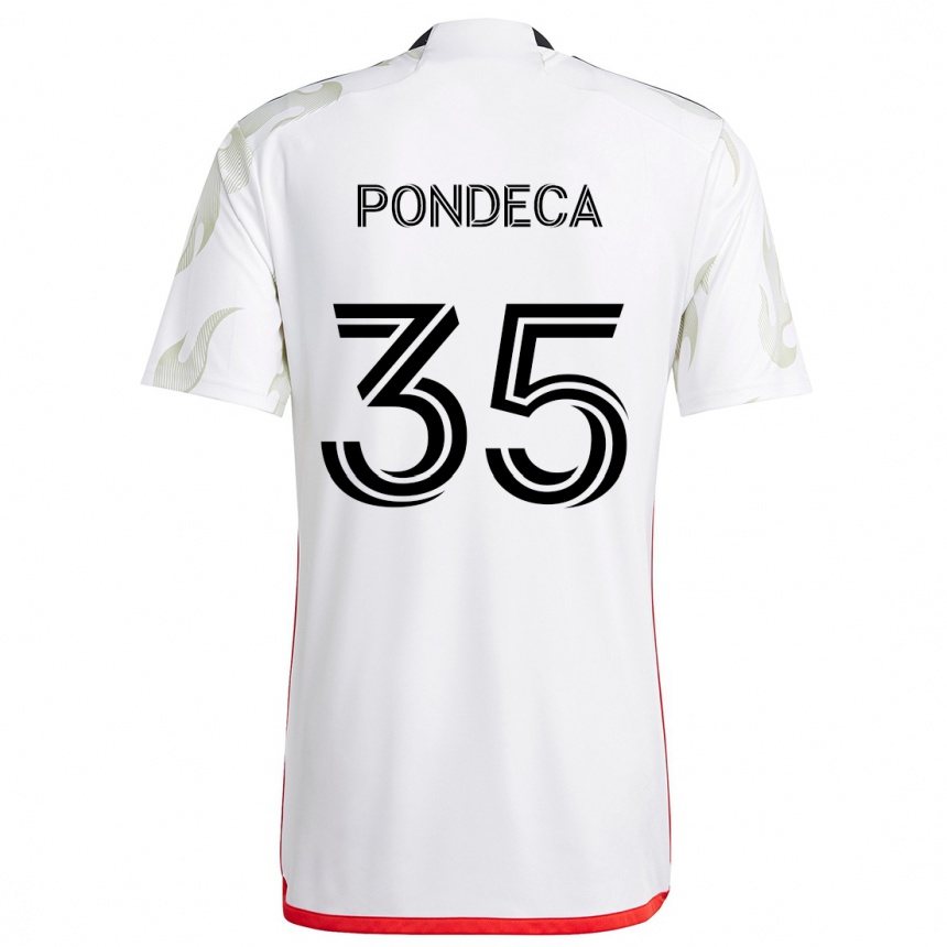 Hombre Fútbol Camiseta Tomas Pondeca #35 Blanco Rojo Negro 2ª Equipación 2024/25