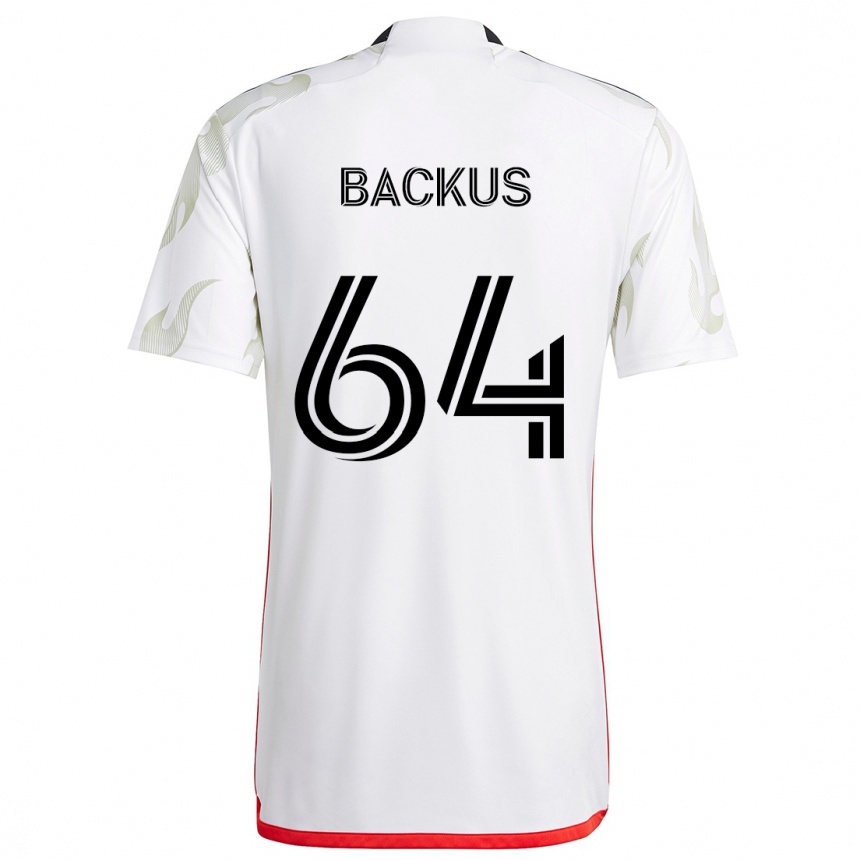 Hombre Fútbol Camiseta Braeden Backus #64 Blanco Rojo Negro 2ª Equipación 2024/25