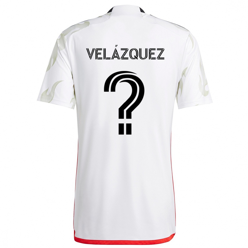 Hombre Fútbol Camiseta Ougir Velázquez #0 Blanco Rojo Negro 2ª Equipación 2024/25