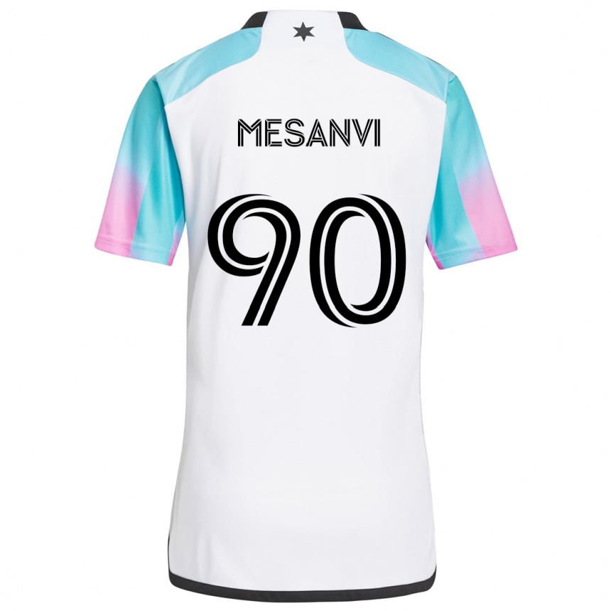 Hombre Fútbol Camiseta Loïc Mesanvi #90 Blanco Azul Negro 2ª Equipación 2024/25