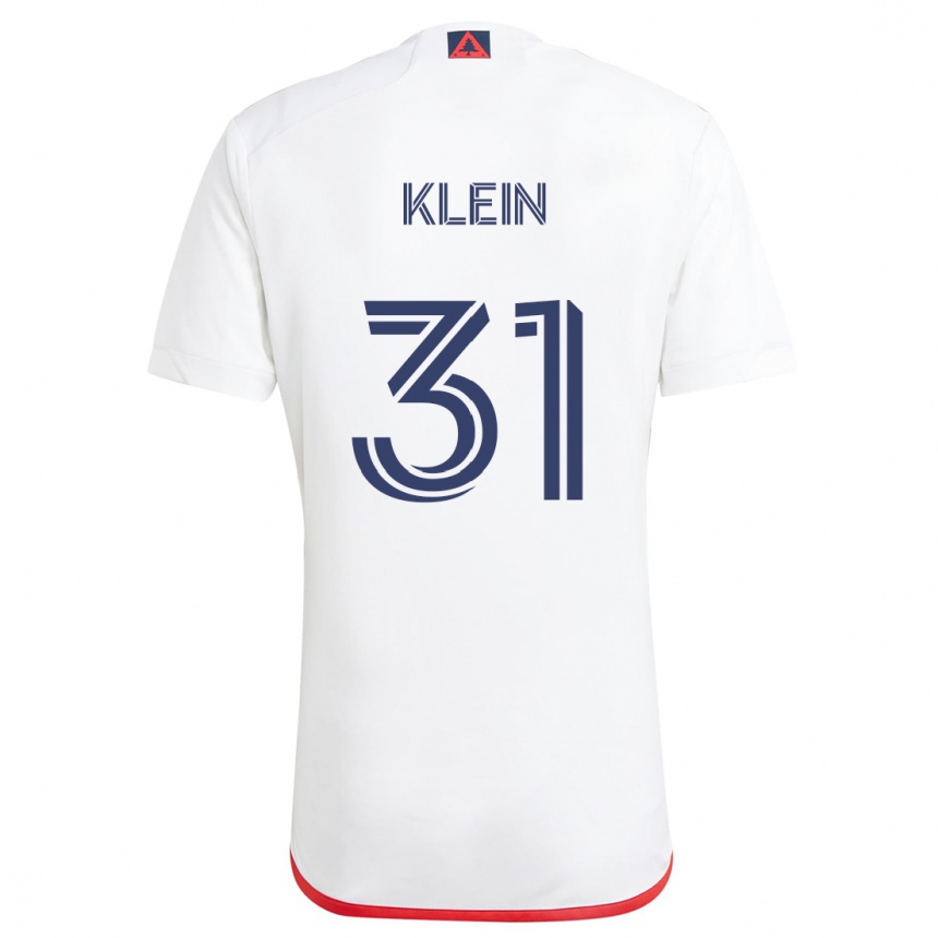 Hombre Fútbol Camiseta Eric Klein #31 Blanco Rojo 2ª Equipación 2024/25