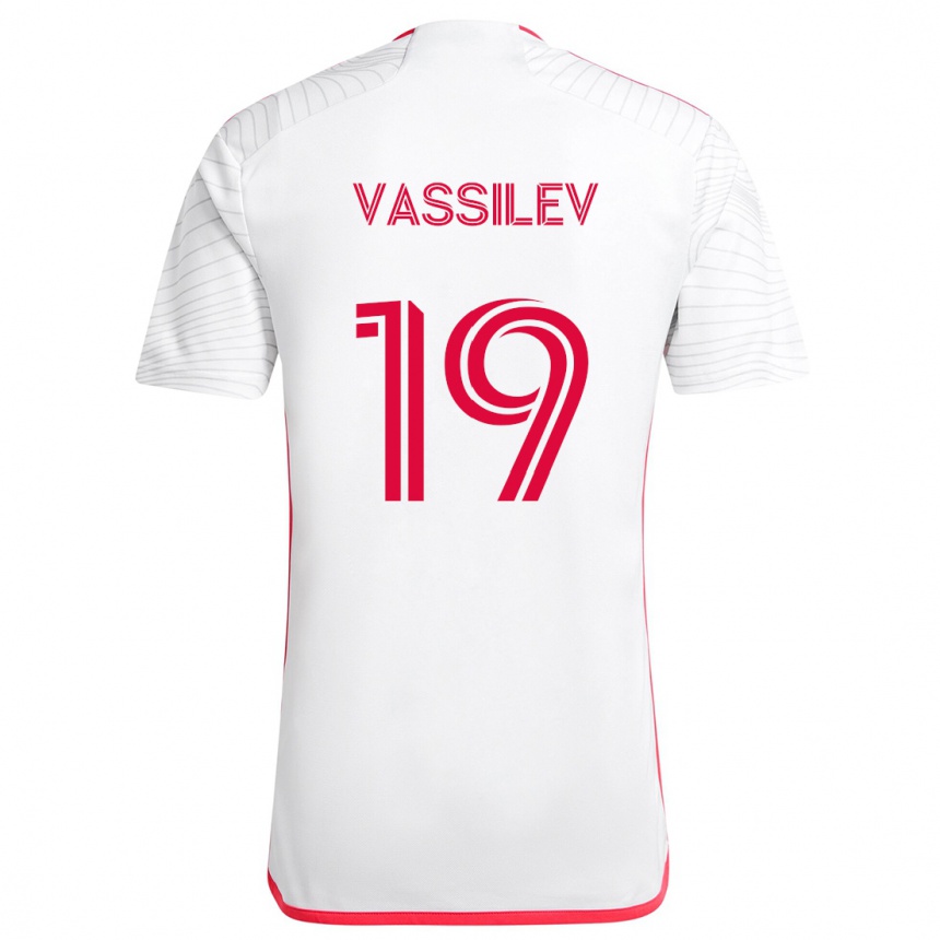 Hombre Fútbol Camiseta Indiana Vassilev #19 Blanco Rojo 2ª Equipación 2024/25