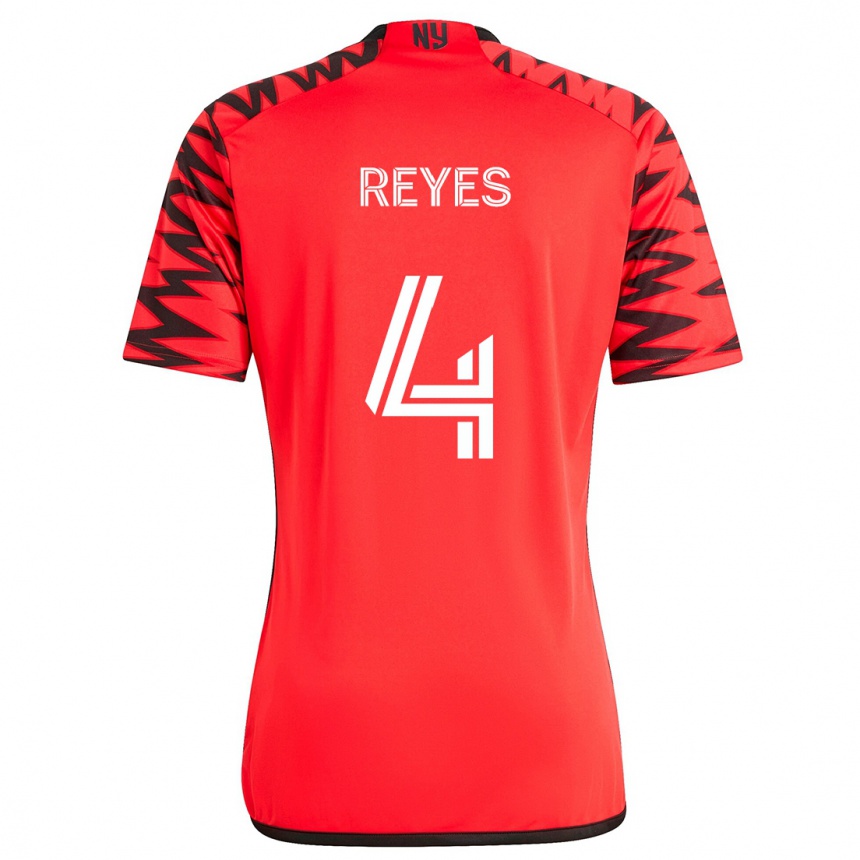 Hombre Fútbol Camiseta Andrés Reyes #4 Rojo Negro Blanco 2ª Equipación 2024/25