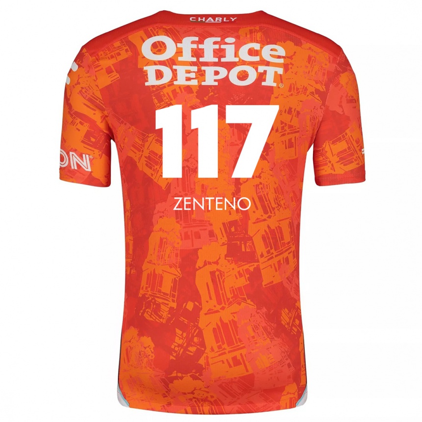 Hombre Fútbol Camiseta Gustavo Zenteno #117 Naranja Blanco 2ª Equipación 2024/25