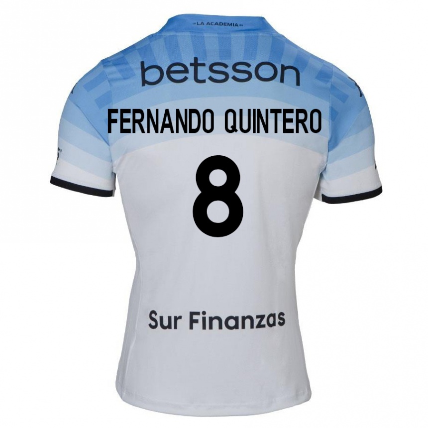 Hombre Fútbol Camiseta Juan Fernando Quintero #8 Blanco Azul Negro 2ª Equipación 2024/25