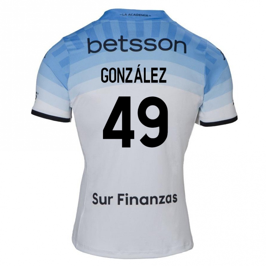 Hombre Fútbol Camiseta David González #49 Blanco Azul Negro 2ª Equipación 2024/25