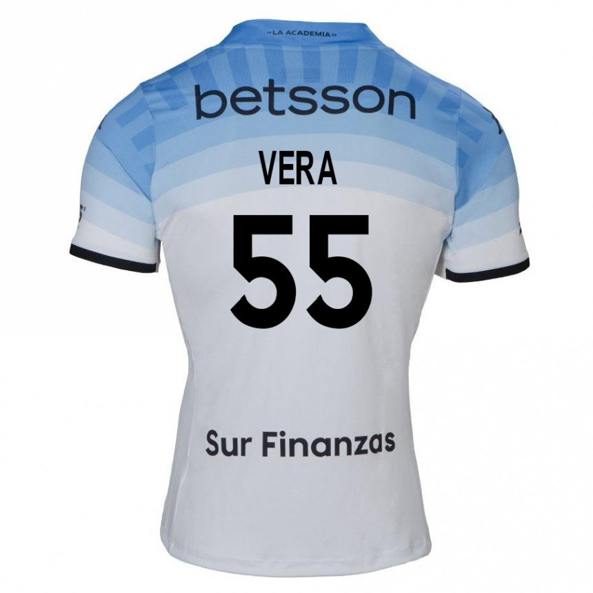 Hombre Fútbol Camiseta Santino Vera #55 Blanco Azul Negro 2ª Equipación 2024/25