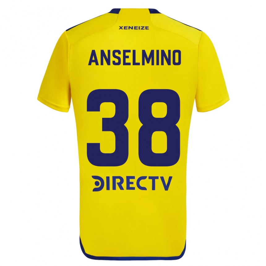 Hombre Fútbol Camiseta Aarón Anselmino #38 Amarillo Azul 2ª Equipación 2024/25