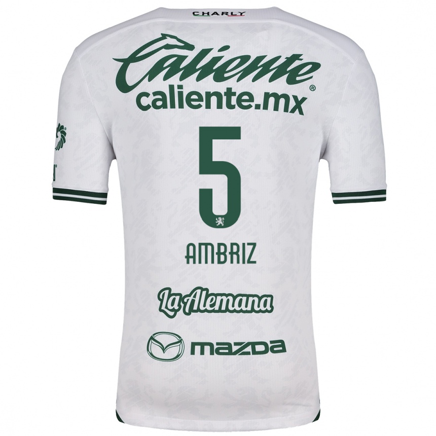 Hombre Fútbol Camiseta Fidel Ambríz #5 Blanco Verde 2ª Equipación 2024/25