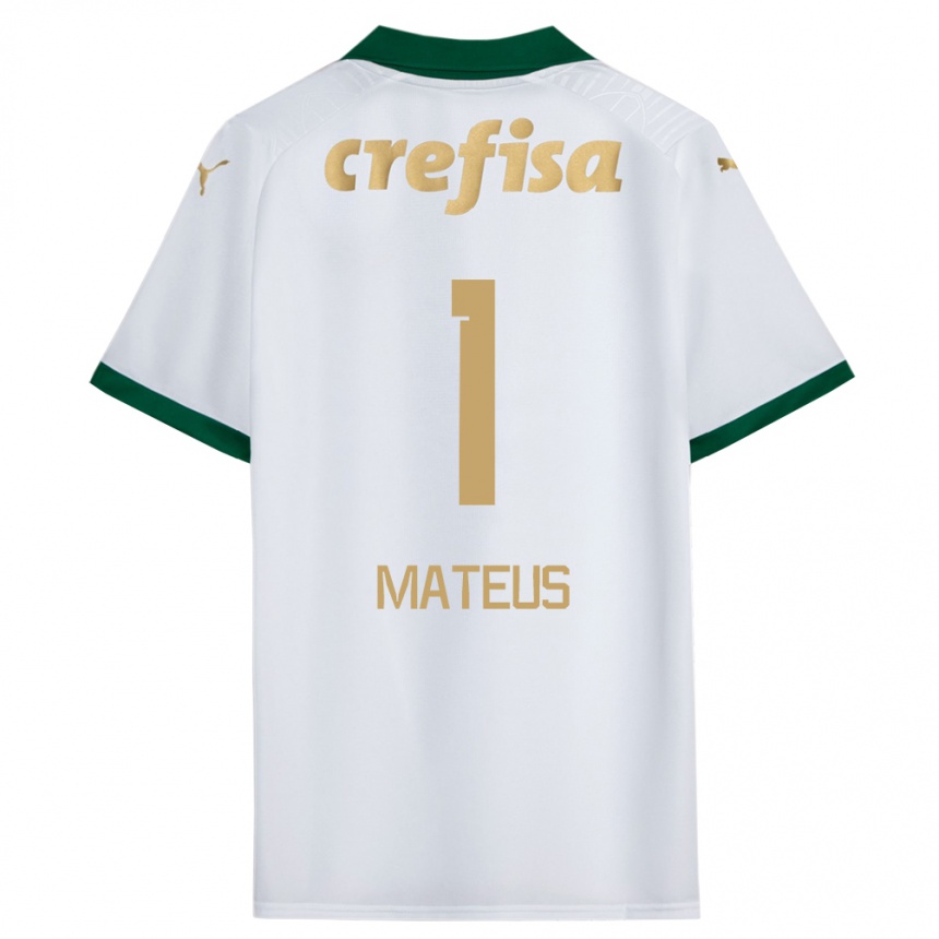 Hombre Fútbol Camiseta Mateus #1 Blanco Verde 2ª Equipación 2024/25