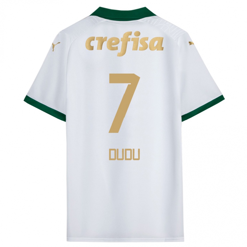 Hombre Fútbol Camiseta Dudu #7 Blanco Verde 2ª Equipación 2024/25