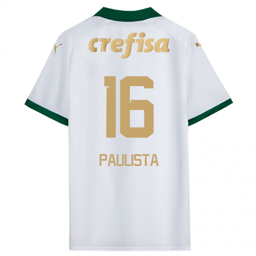 Hombre Fútbol Camiseta Caio Paulista #16 Blanco Verde 2ª Equipación 2024/25