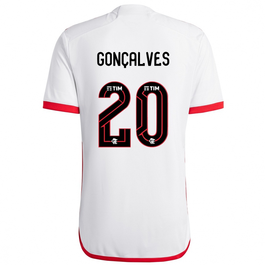 Hombre Fútbol Camiseta Matheus Gonçalves #20 Blanco Rojo 2ª Equipación 2024/25