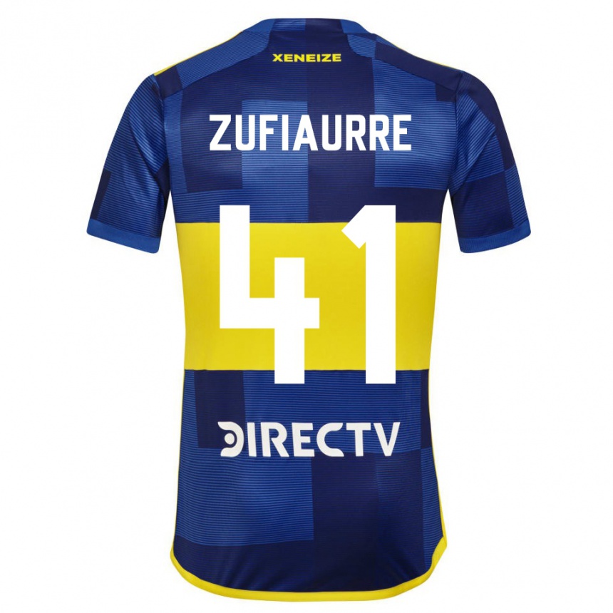 Mujer Fútbol Camiseta Iker Zufiaurre #41 Azul Amarillo 1ª Equipación 2024/25