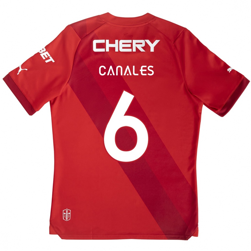 Mujer Fútbol Camiseta Alfred Canales #6 Rojo Blanco 2ª Equipación 2024/25